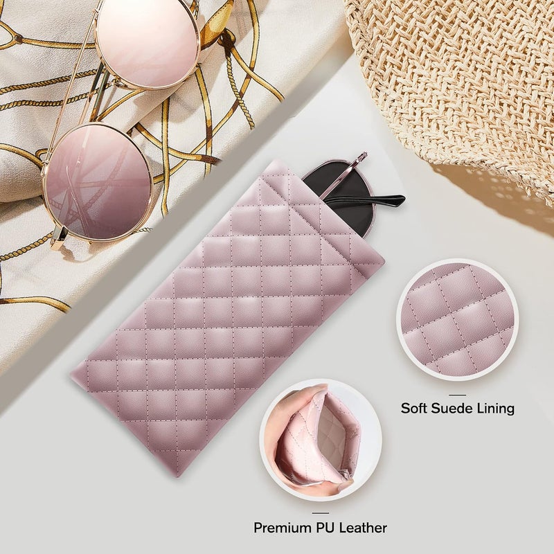 COMF-PRO Store Squeeze Top Sunglass Pouch - Portable Sunglass Organizer Pouch Bags Soft PU Leather Glasses 2 Pack - Image 2